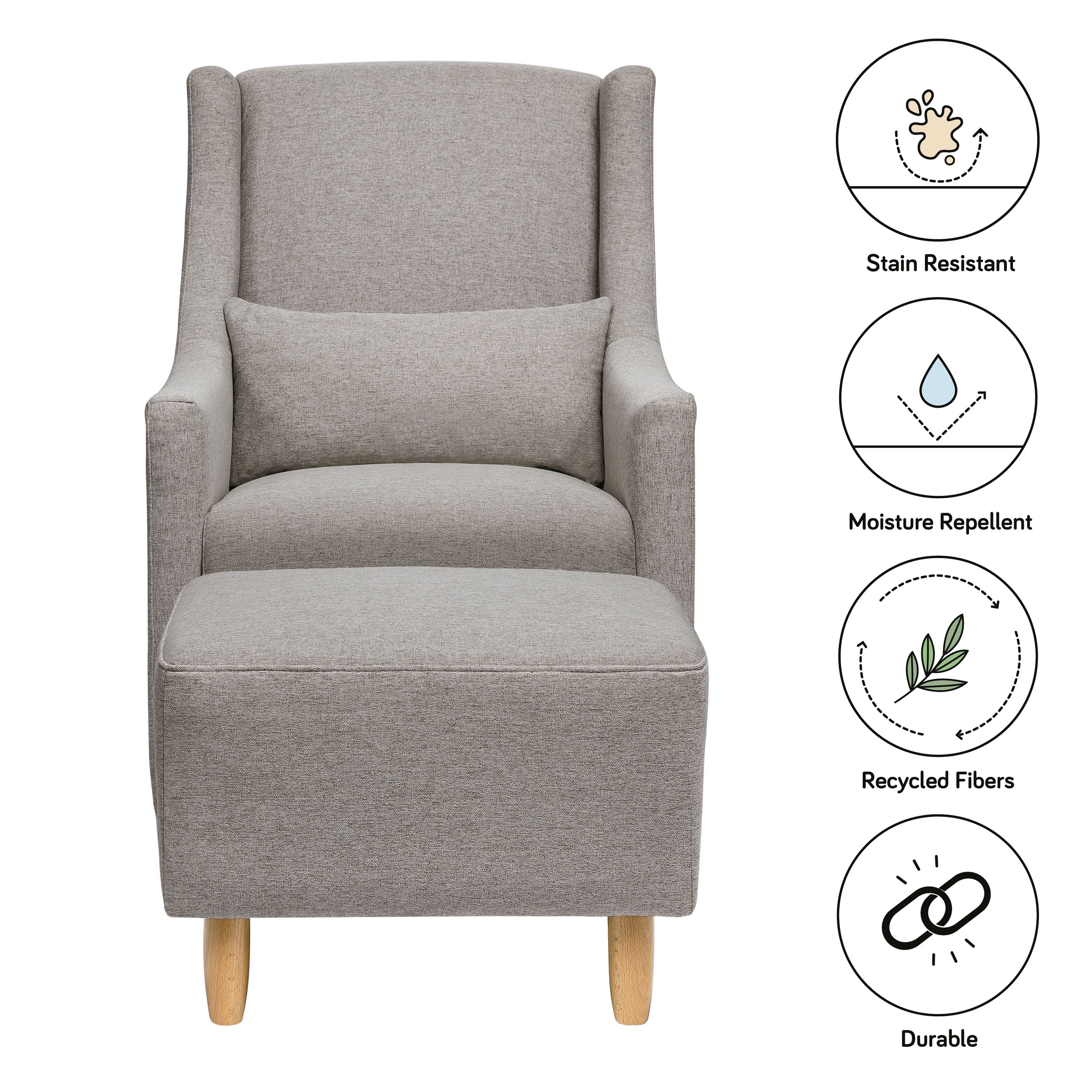 Babyletto Toco Swivel Glider and Ottoman in Eco-Performance Fabric | Water Repellent & Stain Resistant