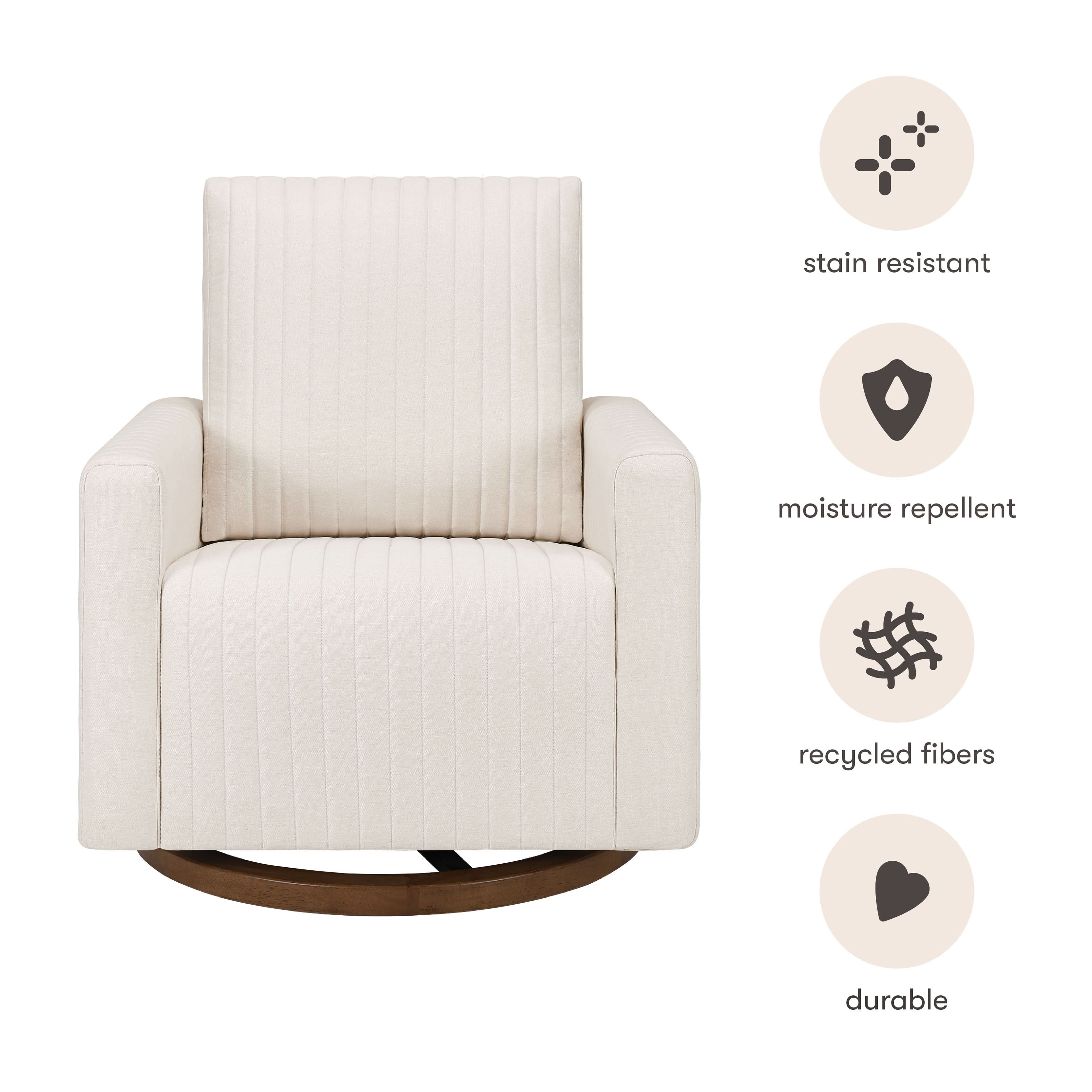 Babyletto Poe Channeled Swivel Glider in Eco-Performance Fabric | Water Repellent & Stain Resistant