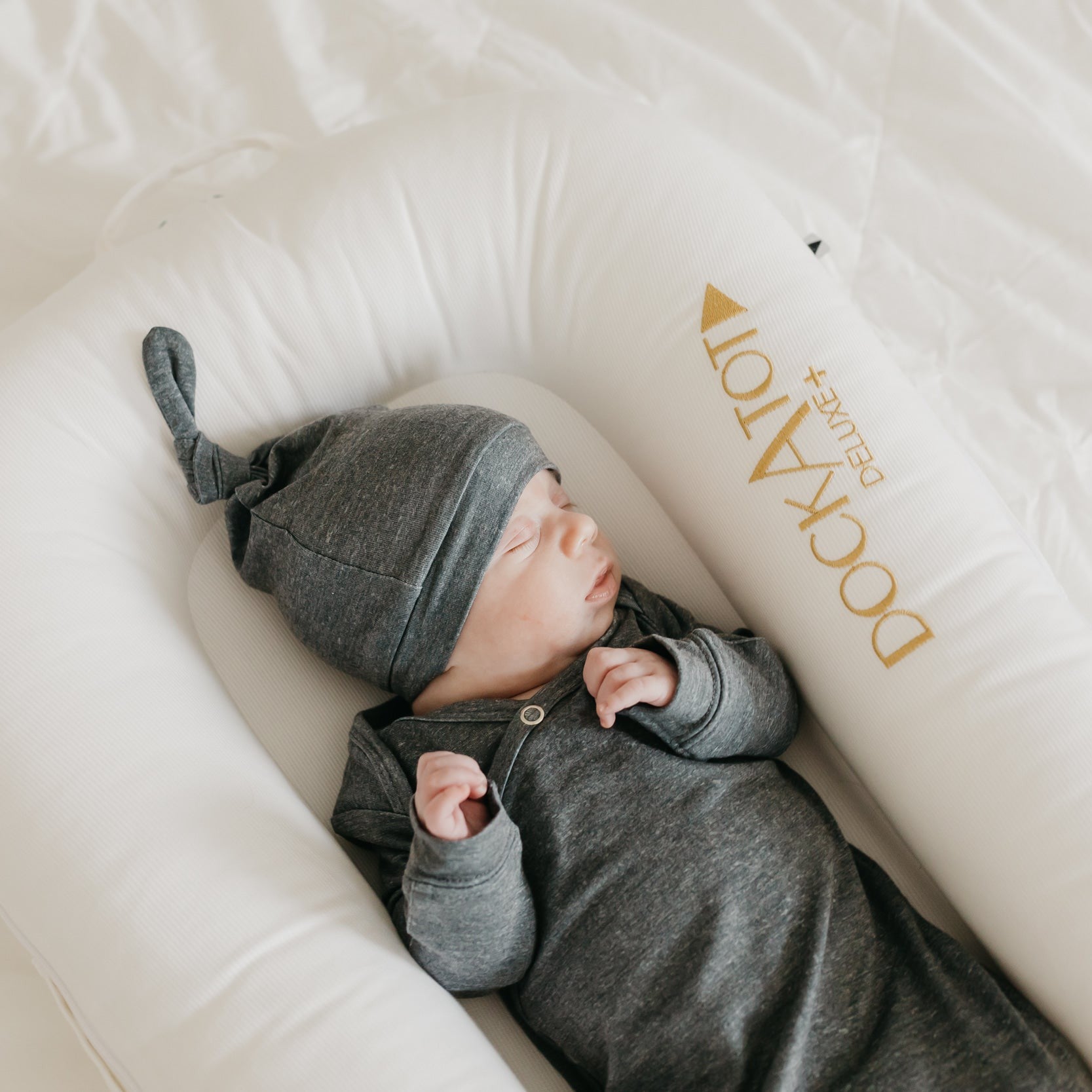 Copper Pearl Top Knot Hat | Slate