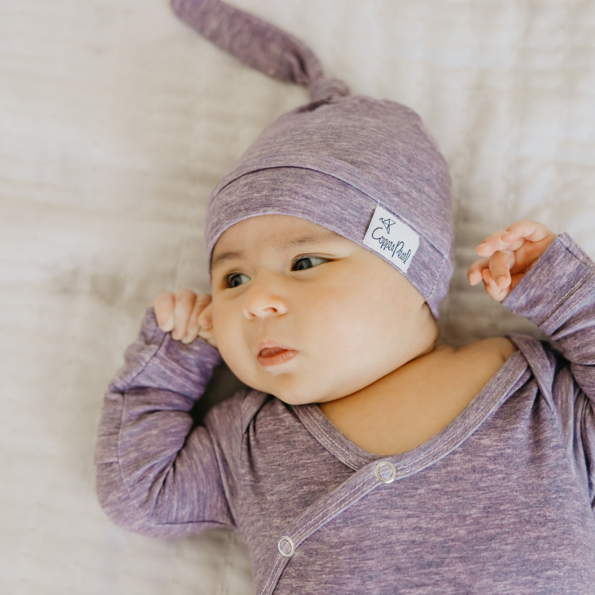 Copper Pearl Top Knot Hat | Violet