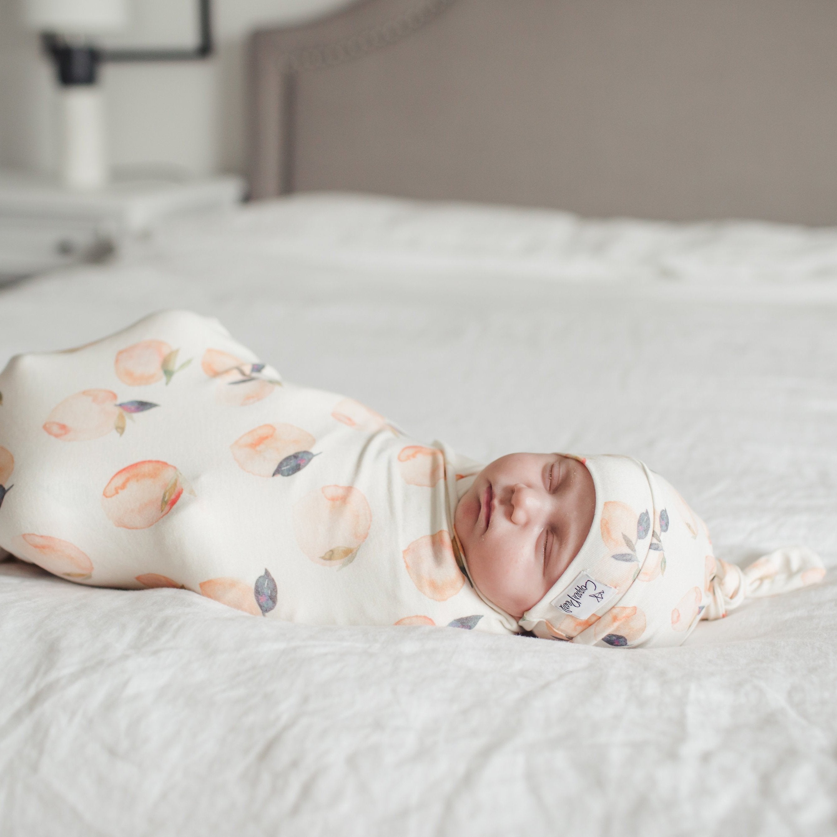 Copper Pearl Newborn Top Knot Hat - Caroline