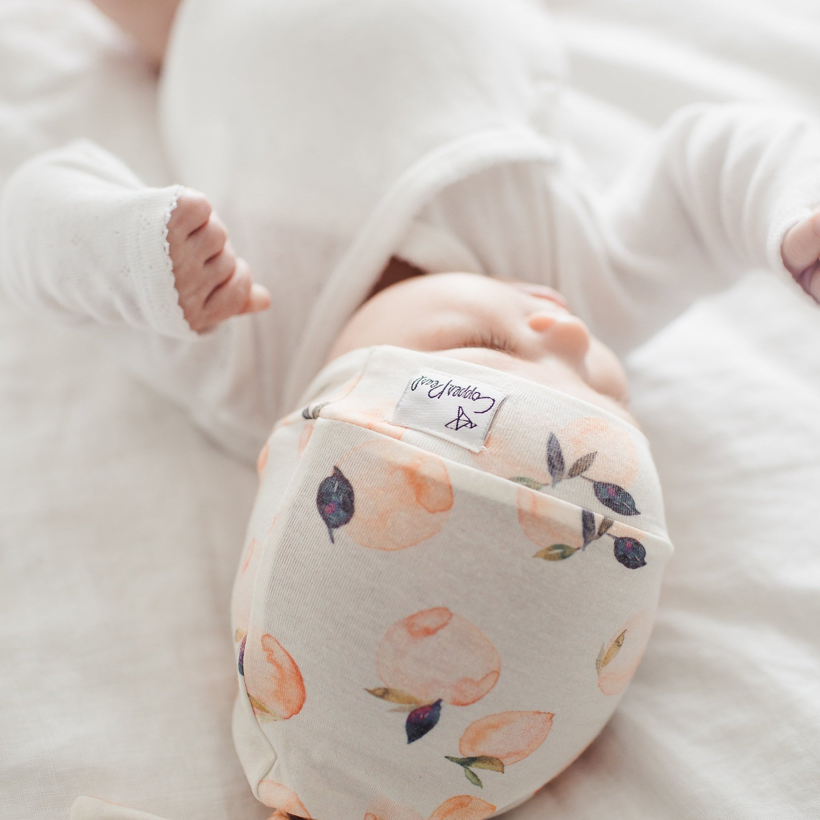 Copper Pearl Newborn Top Knot Hat - Caroline