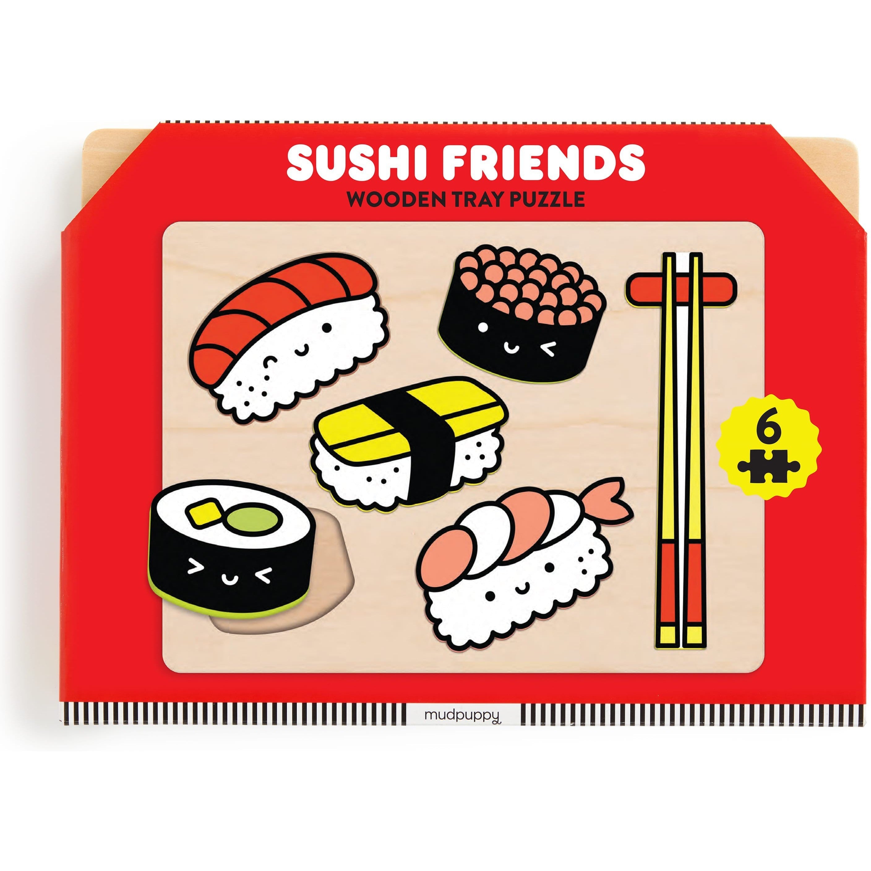 Mudpuppy Sushi Friends Wooden Tray Puzzle