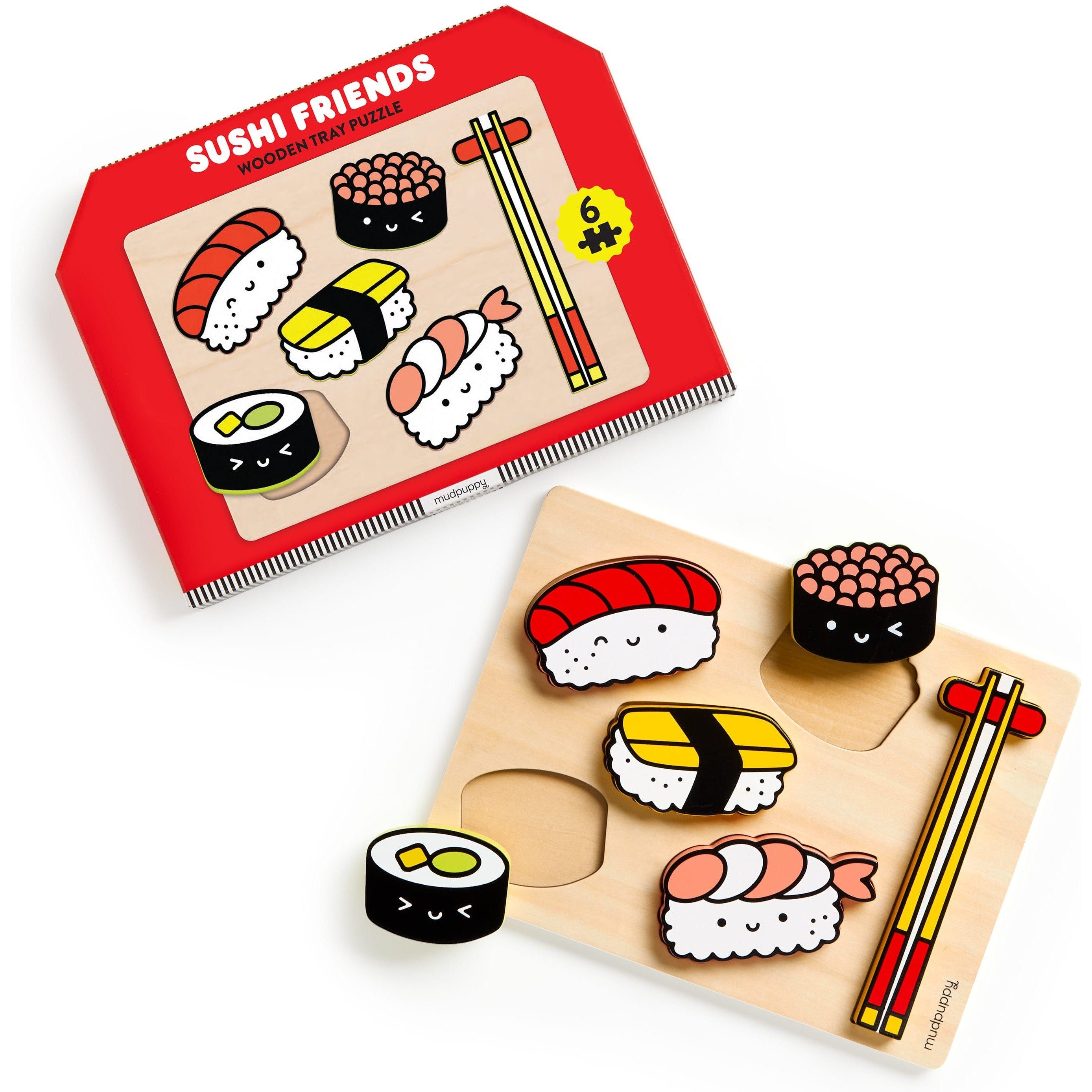 Mudpuppy Sushi Friends Wooden Tray Puzzle