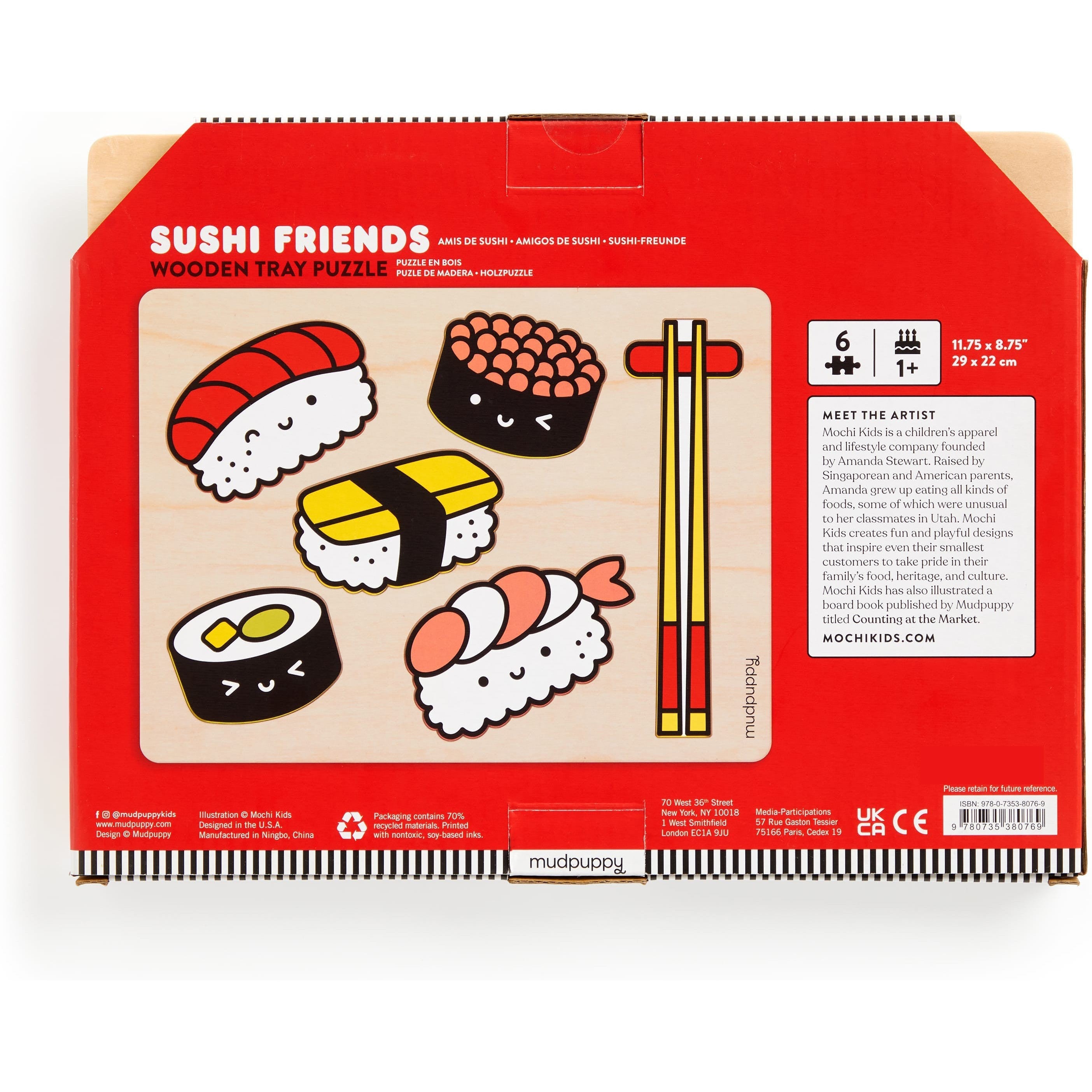 Mudpuppy Sushi Friends Wooden Tray Puzzle
