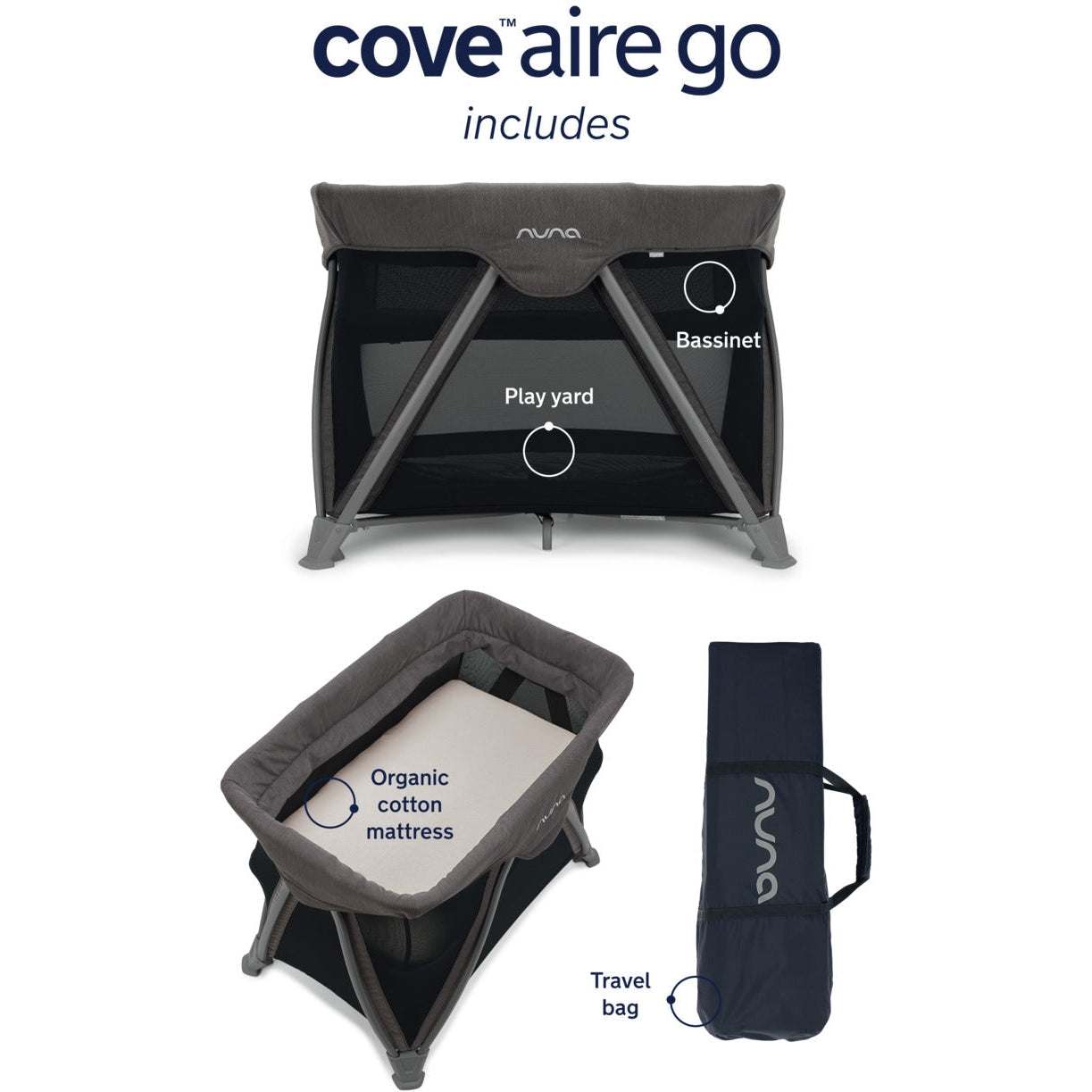 Nuna Cove Aire Go Playard + Bassinet