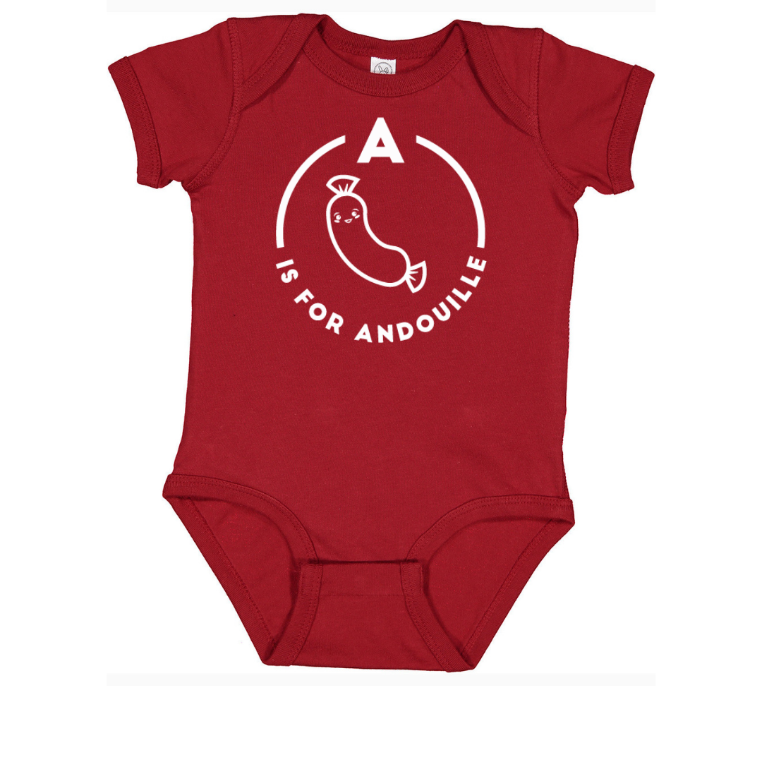 Southern Alphabet Series Onesies A is for Andouille