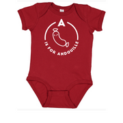 Southern Alphabet Series Onesies A is for Andouille