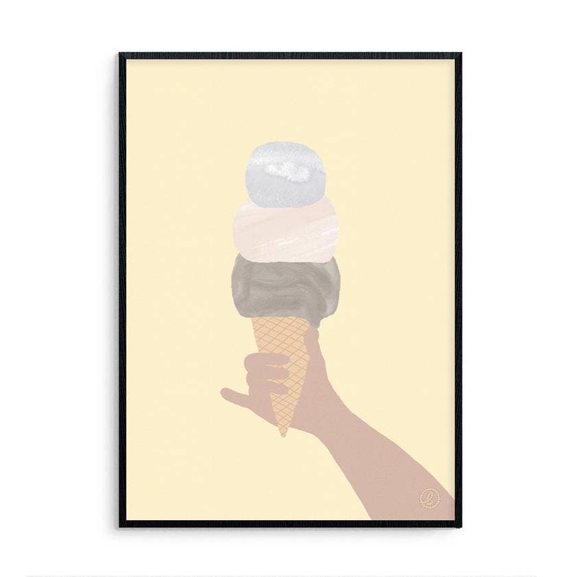 Born Lucky - Life Is Sweet Yellow Ice Cream Art Print