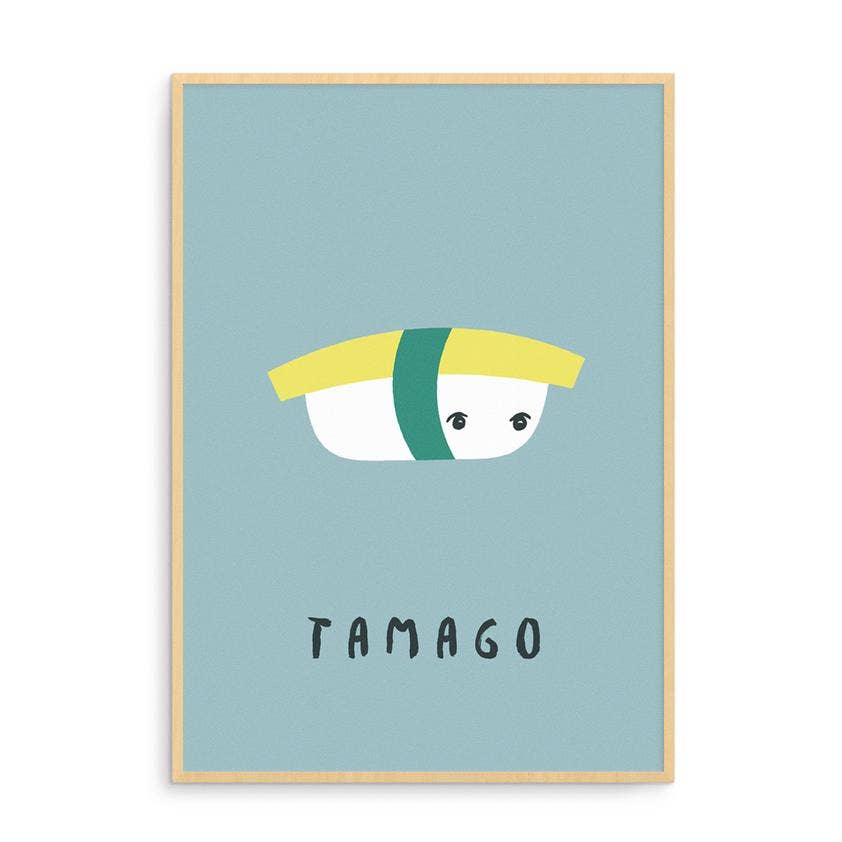 Born Lucky - Tamago Sushi Japanese Blue Art Print