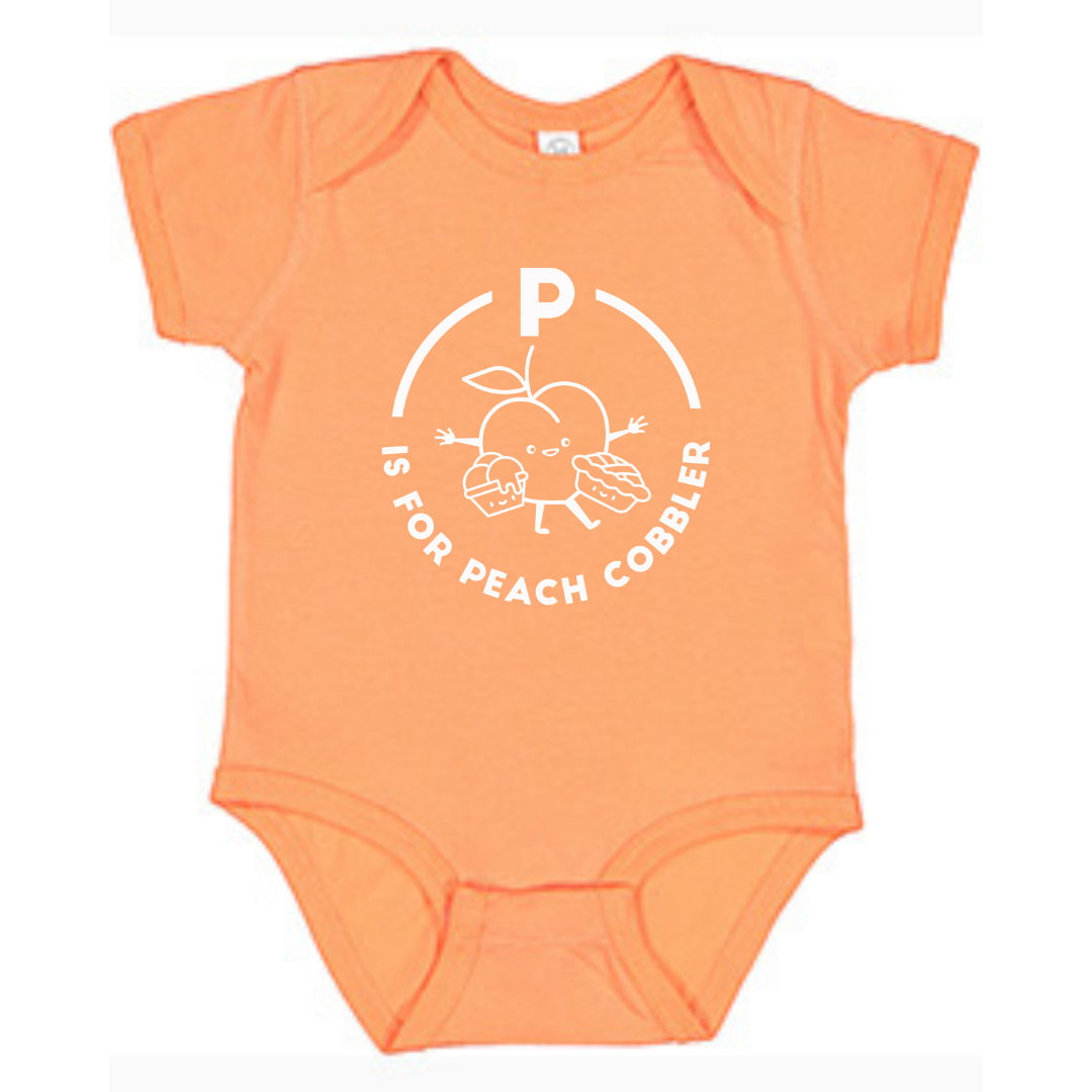 Southern Alphabet Series Onesies P is for Peach Cobbler