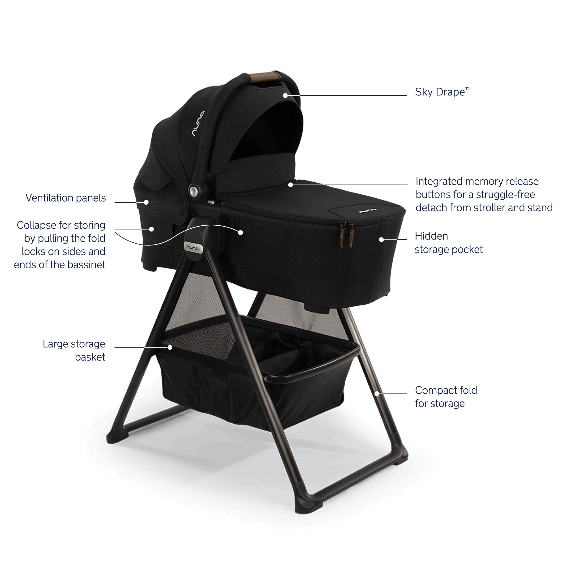 Nuna SWIV™ & TRIV™ series bassinet + stand.*in store pick up only*